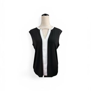 Calvin Klein black and white  sleeveless top with chain detail size large